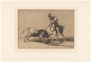 Rodrigo Díaz de Vivar verwondt een stier El Cid Campeador lanceando otro toro Stierengevechten (series title) La Taureaumachie (series title) La Tauromaquia (series title)