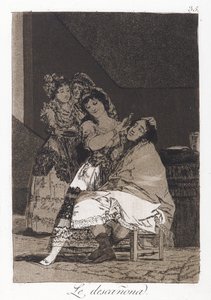 Ella lo despluma (Le descanona), lámina 35 de Los Caprichos, c.1797-98 de Francisco de Goya