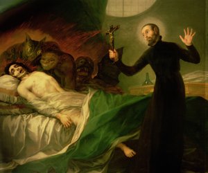 San Francisco de Borja (1510-72) ayudando a un impenitente moribundo, 1795 de Francisco de Goya