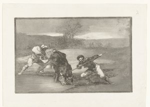 Caza de toros a pie Otro modo de cazar a pie Corridas de toros (título de la serie) La Tauromaquia (título de la serie) de Francisco de Goya