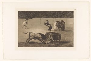 Torero de pie sobre una mesa en el ruedo
Otra locura suya en la misma plaza
Tauromaquia (título de la serie)
La Taureaumachie (título de la serie)
La Tauromaquia (título de la serie) de Francisco de Goya