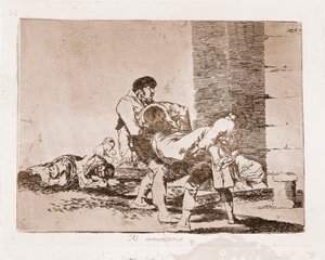 Los desastres de la guerra: En el cementerio (grabado después del dibujo preparatorio) de Francisco de Goya