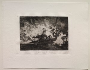 Los horrores de la guerra: Escapan a través de las llamas de Francisco de Goya