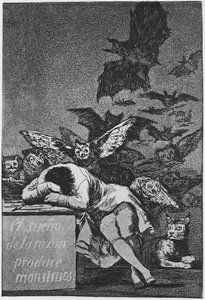 El sueño de la razón produce monstruos. Capricho No 43, 1797-1798 de Francisco de Goya