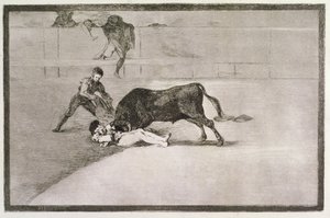 La desafortunada muerte de Pepe Hillo (José Delgado) en la plaza de toros de Madrid el 11 de mayo de 1801, lámina 33 de 