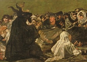 El aquelarre o El gran macho cabrío, (una de las Pinturas Negras), c.1821-23 (detalle) de Francisco de Goya