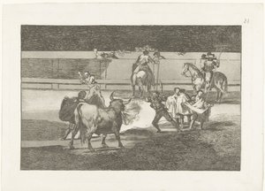 Torero met brandende banderillas Banderillas de fuego La Tauromaquia (series title) Stierenvechten (series title)