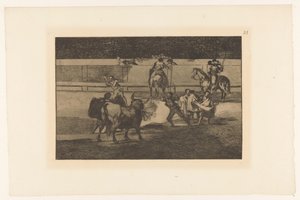 Torero met brandende banderillas Banderillas de fuego Stierengevecht (series title) La Taureaumachie (series title) La Tauromaquia (series title) de Francisco de Goya