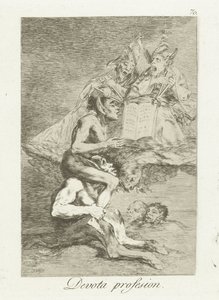 confesión piadosa Profesión Devota (título sobre el objeto) Los Caprichos (título de la serie) de Francisco de Goya