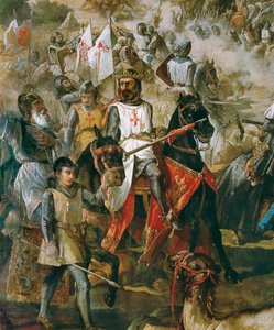 Reconquista de España: Batalla de Las Navas de Tolosa el 16/07/1212 entre el ejército cristiano y el ejército de los moros. Detalle que representa al rey Alfonso VIII. Pintura de Francisco de Paula Van Halen (1810-1887). 1864.Madrid. Palacio del Senado. de Francisco de Paula van Halen
