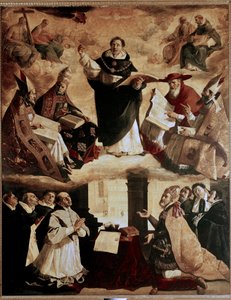 Pinturas para el Colegio Mayor de Santo Tomás de Sevilla: apoteosis de Santo Tomás de Aquino o apoteosis de Santo Tomás de Aquino con los doctores de la iglesia. de Francisco de Zurbaran