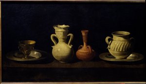 Naturaleza muerta, copas y jarrones de Francisco de Zurbaran