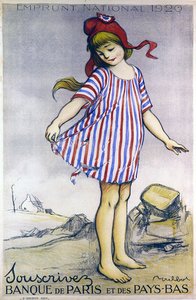 Cartel publicitario del Préstamo Nacional 1920, Banque de Paris et des Pays-Bas (litografía en color) de Francisque Poulbot