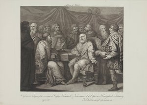 Casimiro I el Restaurador reuniéndose con el emperador Enrique III por Smuglewicz, Franciszek (1745-1807). Litografía, finales del siglo XVIII. Colección particular de Franciszek Smuglewicz