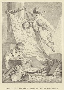 Frontispicio de los aguafuertes de Mme de Pompadour de Francois (after) Boucher