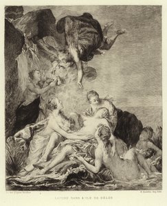 Latona en la isla de Delos (grabado) de Francois (after) Boucher