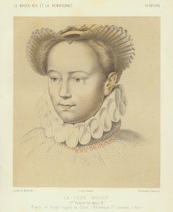 Margarita de Valois, primera esposa del rey Enrique IV de Francia (chromolitho)