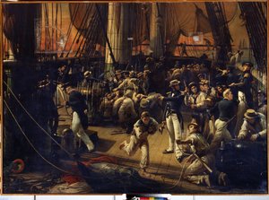 Preparativos para el embarque. Pintura de Francois Auguste Biard (1798-1882). Óleo sobre lienzo, 160 x 220 cm