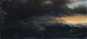 Puesta de sol en un mar tormentoso