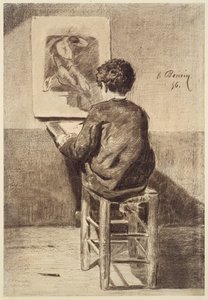 Niño dibujando de François Bonvin