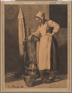 Siervo sacando agua de la fuente