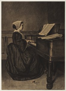 mujer en la espineta de François Bonvin