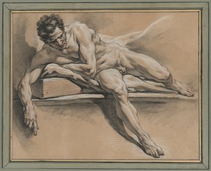 Estudio académico de un desnudo masculino reclinado