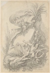 Diseño para un frontispicio: «El amor detiene el paso del tiempo» de François Boucher