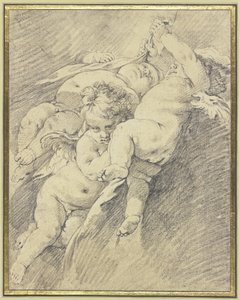 Tres ángeles flotando en el aire de François Boucher