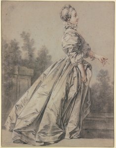 Mujer de perfil, caminando hacia la derecha de François Boucher