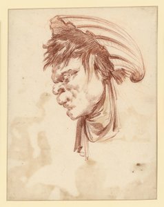 Cabeza grotesca de perfil hacia la izquierda, con una concha a modo de tocado de François Boucher