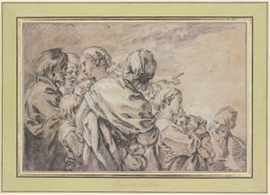 Grupo de figuras de medio cuerpo con hombres, mujeres y niños de François Boucher