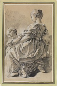 Joven arrodillada con un niño de François Boucher