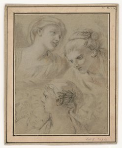 Estudios de rostros que representan de forma ejemplar diversas emociones de François Boucher