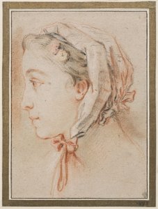Cabeza de mujer, de perfil, con gorro de François Boucher