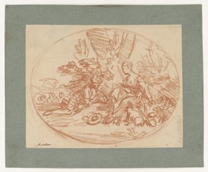 Pareja descansando bajo los árboles (contraprensa) de François Boucher