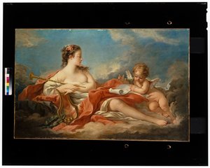 La música enseña a Cupido a tocar la lira de François Boucher