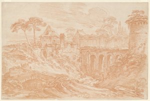 Paisaje con una torre y un puente