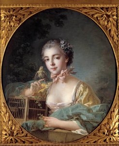 Retrato de Madame Baudoin, hija del pintor La niña posa con su canario. Siglo XVIII París. Museo Cognacq Jay de François Boucher