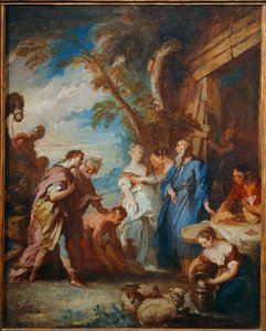 Rebeca recibiendo los regalos de Abraham de Eliezer ... de François Boucher