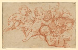Querubines jugando (contraprensa) de François Boucher
