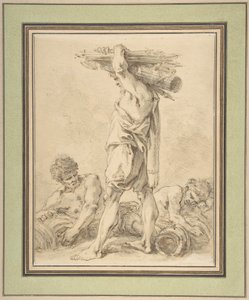 Hombre de pie con fasces y armas de François Boucher