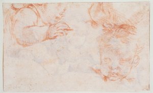 Tres cabezas de niño. Estudios para un panel de puerta en Amalienborg de François Boucher