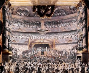 Luis XVIII (1755-1824) asiste al teatro de Odeón en una fiesta dada por la Guardia Nacional de París en 1819 de Francois Buffet