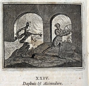 Dafnis y Alcimadura. Fábulas de Jean de La Fontaine (1621-95). Ilustración por François Chauveau (1613-1676). Edición de 1728. de Francois Chauveau