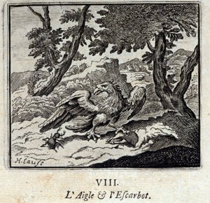 Águila y caracol. Fábulas de Jean de La Fontaine (1621-95). Ilustración de François Chauveau (1613-1676). Edición de 1728. de Francois Chauveau