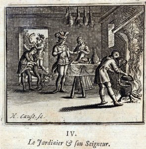 El jardinero y su señor. Fábulas de Jean de La Fontaine (1621-95). Ilustración por François Chauveau (1613-1676). Edición de 1728. de Francois Chauveau