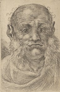 Máscara de un hombre calvo con patillas, de Divers Masques, ca. 1635-45