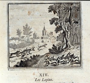 Los conejos. Fábulas de Jean de La Fontaine (1621-95). Ilustración de François Chauveau (1613-1676). Edición de 1728. de Francois Chauveau