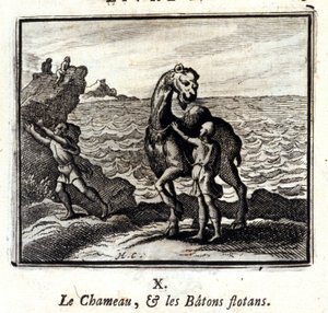 El camello y los palos flotantes. Fábulas de Jean de La Fontaine. Ilustración de François Chauveau. Edición de 1728. de Francois Chauveau